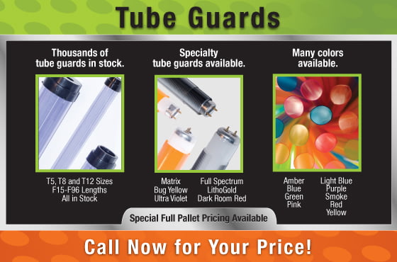 T8 F32 Amber Tube Guards For use with 4 T 8 tube lamps Includes Endcaps
