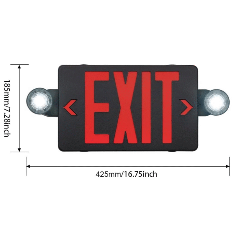 Black LED exit sign with emergency lights